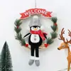 Suministros de Decoración Navideña Transfronterizos Anillo de Ratán de Pingüino Regalo para Niños Colgante de Atmósfera Festiva Decoración de Corona de Puerta