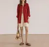 Jaqueta Camisa Protetora Solar Dopamine Red para Mulheres, Roupa Protetora Solar Estilosa e Bonita para Usar no Verão com um Pequeno Cardigan Colete