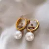 Pendientes Irregulares Geométricos de Piedra Ojo de Tigre y Aguja Plateada Pendientes Retro Maillard Otoño e Invierno Pendientes de Nicho de Alta Gama Venta al por mayor