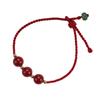 Pulsera de Hilo Rojo con Cuentas de Cinabrio Rojo Profundo Recomendada por el Diseñador Atmósfera Festiva de Año Nuevo Navidad Regalo