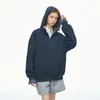 Sudadera con capucha de medio cierre y cordón, color gris claro, para hombre y mujer, primavera, resistente, talla grande, holgada, casual, versátil