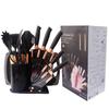 Utensilios de Cocina de Silicona Juego Combinado de Cuchillos de 19 Piezas Sartén Antiadherente Espátula de Silicona Utensilios de Cocina de Silicona de Grado Alimenticio Juego de Cuchillos
