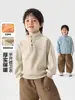 Sudadera con media cremallera para niño estilo europeo de invierno con forro de terciopelo, nuevo estilo para ropa de niños talla mediana y grande, ropa para bebés, ropa de invierno