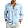 Cárdigan de punto casual de algodón y lino de manga larga con botones, europeo y americano transfronterizo, deportivo, elegante, holgado, transpirable, de color liso para hombre