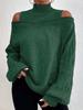 Otoño e Invierno Nuevo Punto de Hombro Descubierto Medio Cuello Alto Europeo y Americano Punto para Mujer Versión Holgada Grande Punto Transfronterizo para Mujer Fabricante Listo para Enviar