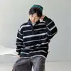 Sudadera de rayas para niño, nuevo estilo otoño 2026, prenda básica fresca y elegante para niños, top con cuello para niño grande para primavera y otoño