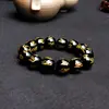 Venta al por mayor del fabricante Pulsera de Obsidiana Ágata para Hombres y Mujeres Mantra de Seis Caracteres Cuenta de la Fortuna Cuenta Budista Ágata Nudo Vajra Estilo Chino