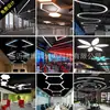 Lámpara de forma redonda creativa hexagonal lámpara de oficina LED tienda comercial aula gimnasio estilo industrial araña