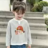Camiseta de manga larga elegante para niñas, nuevo modelo de primavera y otoño, tejido gofrado tipo dos piezas falsas, informal, versátil, cuello redondo, camiseta básica para niños mayores