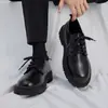 Zapatos de Cuero para Hombre al por Mayor Transfronterizos, Zapatos Casuales Simples de Estilo Británico para el Trabajo, Zapatos de Cordones de Suela Gruesa de Moda Versátiles para Negocios