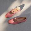 Libro Rojo Edición Chengdu Piel de Vaca de Primera Capa Lazo de Una Sola Tira con Punta Cuadrada Mary Jane Zapatos de Mujer Zapatos Planos Zapatos de Ballet