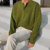 Suéter de cuello en V estilo coreano MYQ, suéter holgado para hombre, suéter de moda, suéter de abrigo grueso de otoño e invierno.