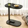 Mesa lateral fixa economizadora de espaço para apartamentos pequenos, mesa lateral de madeira maciça estilo madeira natural com design moderno simples, mesa lateral de sofá
