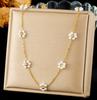 Venta al por mayor transfronteriza de joyería de moda Chanel Flor Perla Titanio Acero Collar Pulsera Traje Diseño de Nicho Sentido Avanzado