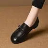 Zapatos planos de cuero suave de moda para mujer, colección 2026, punta redonda, tacón grueso, nuevo estilo de otoño, inspiración británica, versátiles para el trabajo y el uso diario, zapatos pequeños de cuero para mujer