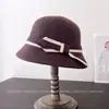 Sombrero de Pescador Retro de Lana de Color Contrastante para Mujer Otoño Invierno Elegante Versátil Sombrero de Cubo Temperamento Moderno Gorro de Punto