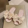 Xiaoxiang Elegante Base de Tendón de Res Hogar Cuatro Estaciones Lazo Antideslizante Popular en Internet Estilo Coreano Sandalias de Primavera y Verano para Mujer