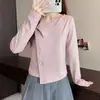 Camiseta básica feminina plus size, manga longa, espessa, quente, 2026, acinturada, moderna, emagrecedora, versátil, que rejuvenesce, valoriza a silhueta