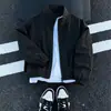 Jaqueta curta desconstruída estilo americano, nova coleção de outono para homens, jaqueta baseball, corte solto, plus size, gola alta