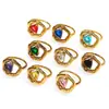 Anillo de Acero de Titanio con Cristal Amarillo Irregular en Forma de Corazón Hueco, Joyería de Anillo de Acero Inoxidable de Moda