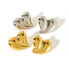 Brincos brilhantes de design de moda simples europeu e americano, brincos geométricos de amor em aço inoxidável 18K, brincos de moda com personalidade