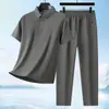 Conjunto Esportivo Casual Masculino Verão Camisa Polo Camiseta de Manga Curta de Secagem Rápida Conjunto de Duas Peças Tecido Elástico com Elastano