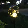 Lámpara de luna de colibrí solar de gato negro transfronteriza con cristal agrietado para decoración de césped, jardín, patio exterior