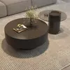 Mesa de centro minimalista de pizarra de lujo ligero italiano Mesa de té de vidrio para sala de estar de apartamento pequeño moderno Mesa de té de vidrio para el hogar Combinación de mesa de centro redonda grande y pequeña