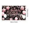 Novos adereços de decoração de aniversário transfronteiriços: Bandeiras decorativas de poliéster 100D, tecido para fundo de aniversário, faixas e dísticos personalizados