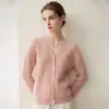Suéter Cardigan de Tricô Trançado Gola V Grosso 100% Caxemira de Outono e Inverno para Mulheres com Manga Longa Peça de Roupa Externa Suéter Solto