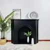 Mueble de Chimenea Blanco Luminoso Estilo Francés, Mueble Decorativo para Entrada de Sala de Estar, Estante para Fotografía, Mueble Arqueado de Dormitorio Estilo Ins de Moda