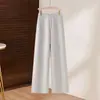 Pantalones de lana de alta gama para mujer, de cintura alta, holgados, cálidos en invierno, adelgazantes, de pierna recta, nuevo estilo 2026, pantalones casuales de pierna ancha