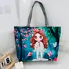 Bolso de Hombro Nuevo Estampado, Bolso de Lona para Mujer de Mano, Bolso Tote Estilo Coreano de Gran Capacidad, Bolso Artístico para Estudiante