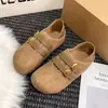 Sandalias Birkenstock estilo coreano, corte relajado, hebilla metálica retro, para mujer 2026, zapatos planos totalmente cerrados, suela suave, punta poco profunda, adecuados tanto para interior como exterior, y para ir al trabajo