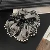 Scrunchie de Pérola Bordado Estilo Tinta Elástico Novo para Rabo de Cavalo Floresta Acessório de Cabelo Feminino