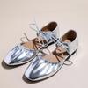 Sapatilhas de Ballet de Nicho Estilo Francês, Sapatos Mary Jane Dourados, Sapatos Rasos Versáteis Prateados de Bico Quadrado para Mulheres Primavera/Verão 2026