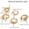Anillo Transfronterizo de Moda Coreana de Acero de Titanio con Forma de Corazón, Estrella y Luna, Incrustado de Diamantes, Diseño de Nicho, Anillo de Acero Inoxidable de Lujo Ligero Estilo Ins para Mujer
