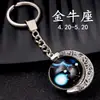 Versión Cielo Estrellado de Cristal Llavero de las Doce Constelaciones Luminous Llavero de Piedra del Tiempo Llavero de Capricornio Llavero de Acuario