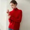 Suéter base de punto liso básico fino sin costuras de cuello alto holgado para mujer