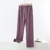 Calças de veludo cotelê xadrez de perna larga para outono e inverno, calças casuais femininas de cintura alta com elástico, calças retas emagrecedoras, calças casuais versáteis