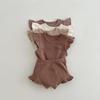 Conjunto de Dos Piezas de Camiseta de Manga Volante de Algodón Puro y Shorts para Bebé Niña de Verano Traje Casual para Bebé Moderno