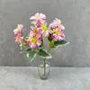 Crisântemo Redondo Bicolor Simulado de 10 Cabeças para Decoração de Casa, Flores Artificiais para Vitrines de Shopping, Acessórios Florais, Flores Artificiais para Parede de Fundo