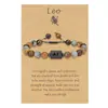 Pulseras Tejidas con Piedras Naturales de los Doce Signos del Zodíaco Transfronterizas Europeas y Americanas Nuevo Producto Pulsera Ajustable de Cuentas de Piedra Ojo de Tigre Set