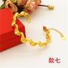 Pulsera de oro vietnamita de larga duración que no se decolora para mujer, boda, moneda europea, chapado en cobre, joyería, pulsera con apertura de flor arenada, venta al por mayor