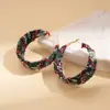 Brincos Redondos de Tecido Estampado Europeus e Americanos Transfronteiriços, Simples e Modernos, Brincos Personalizados com um Design Estiloso para Mulheres