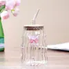 Taza de Nube Taza de Café de Vidrio de Borosilicato Alto Vidrio Transparente Taza para Bebidas Americanas con Hielo Mariposa Linda Taza de Agua