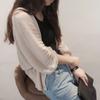 Suéter de malha com manga lanterna estilo japonês e coreano, feminino, gola em V, solto, proteção solar, roupa, ar condicionado, suéter, cardigan, xale, jaqueta