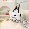 Bolsa de Lona com Bolso de Aba Kuromi Original Autorizada Sanrio Bolsa Transversal de Ombro para Estudante Bolsa Tote de Lona