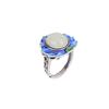 Um Veado Prata S925 Prata Esterlina Hetian Jade Vintage Velho Alta Temperatura Queimado Azul Maré Nacional Lótus Ovo Face Anel Esmalte Anel de Dedo
