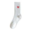 Calcetines para hombre, otoño e invierno, nuevos calcetines blancos y negros, modernos, absorbentes del sudor, deportivos, bordados, hasta media pantorrilla, calcetines de algodón para mujer.